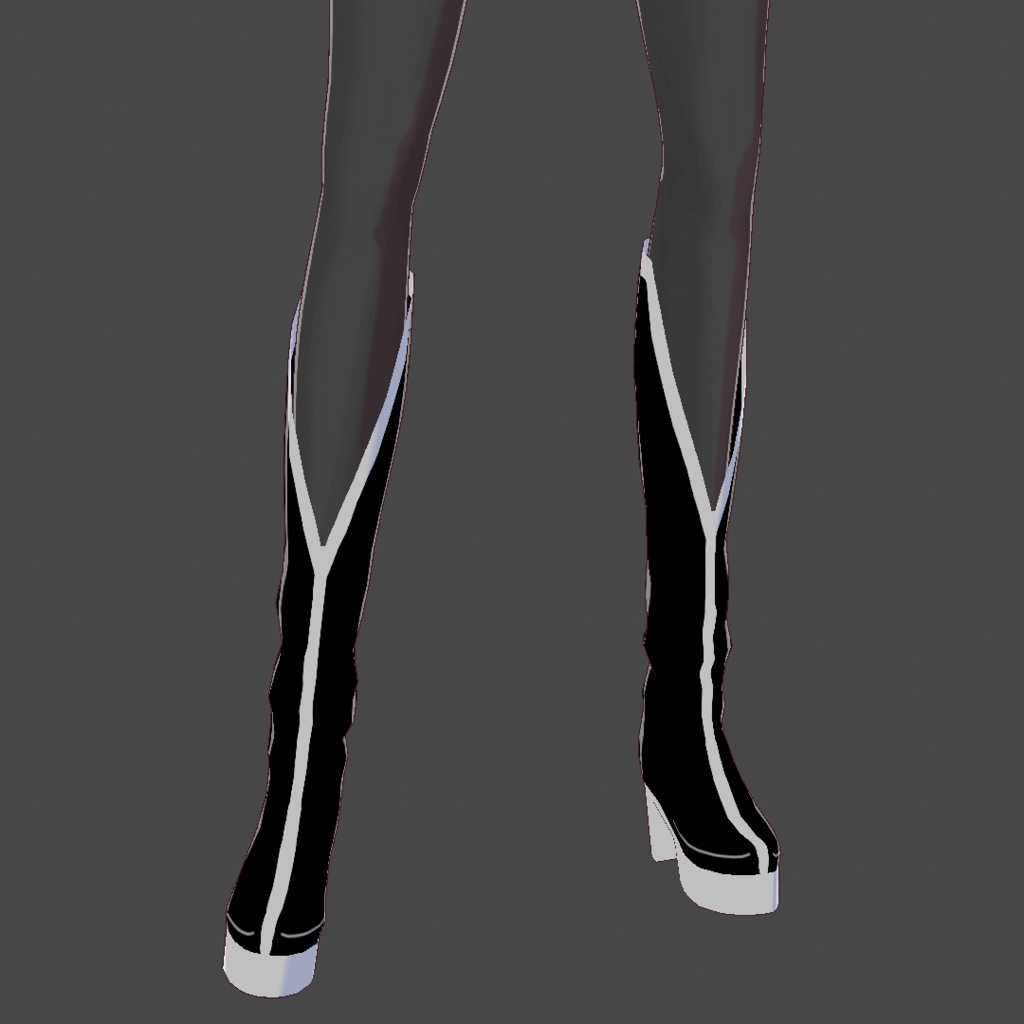 [VRoid] Black-Silver High Heeled Boots